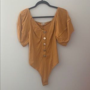 Free People Yellow Bodysuit